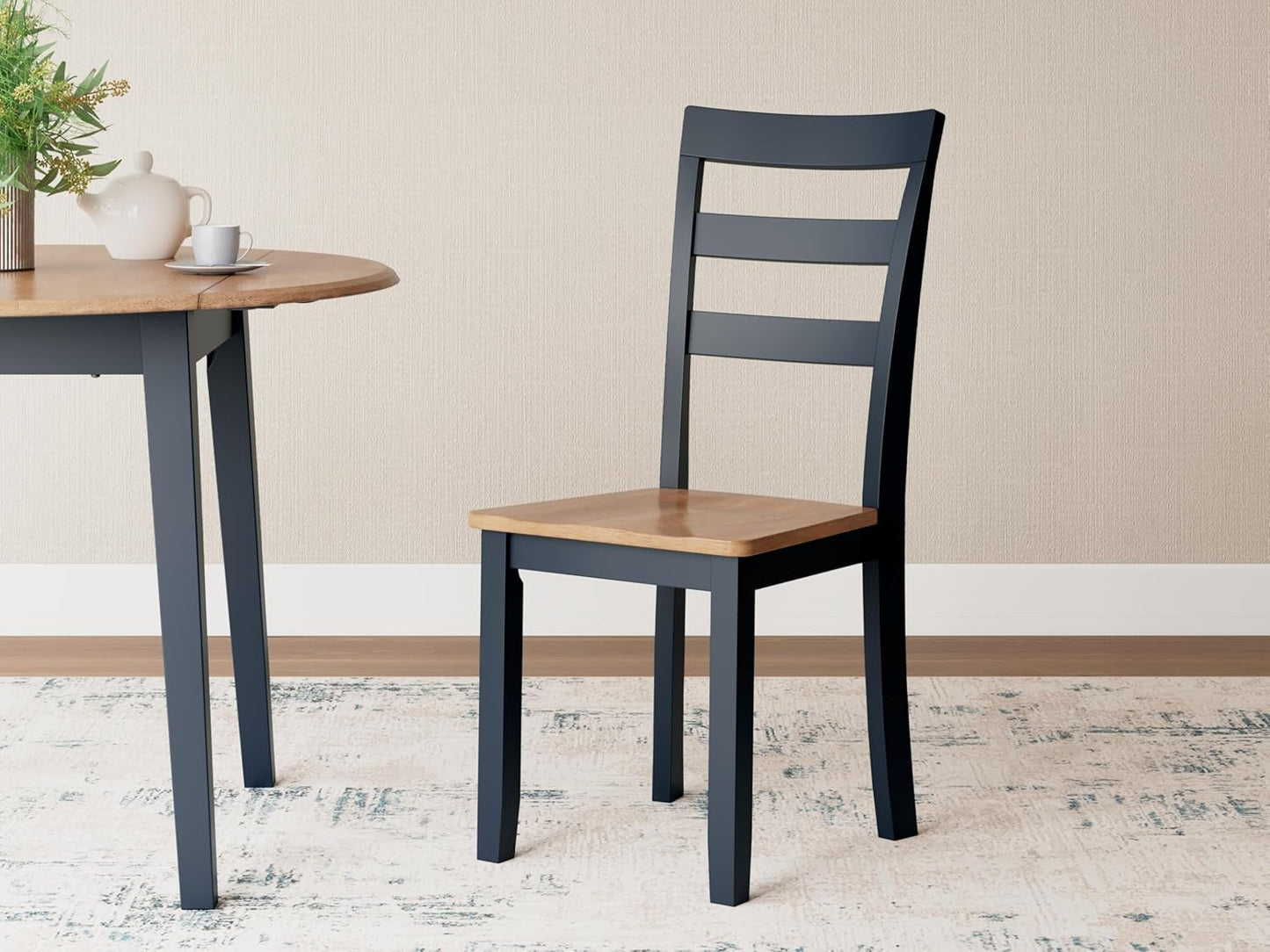 Gesthaven Solid Wood Frame Dining Chair Set 2 Blue Natural