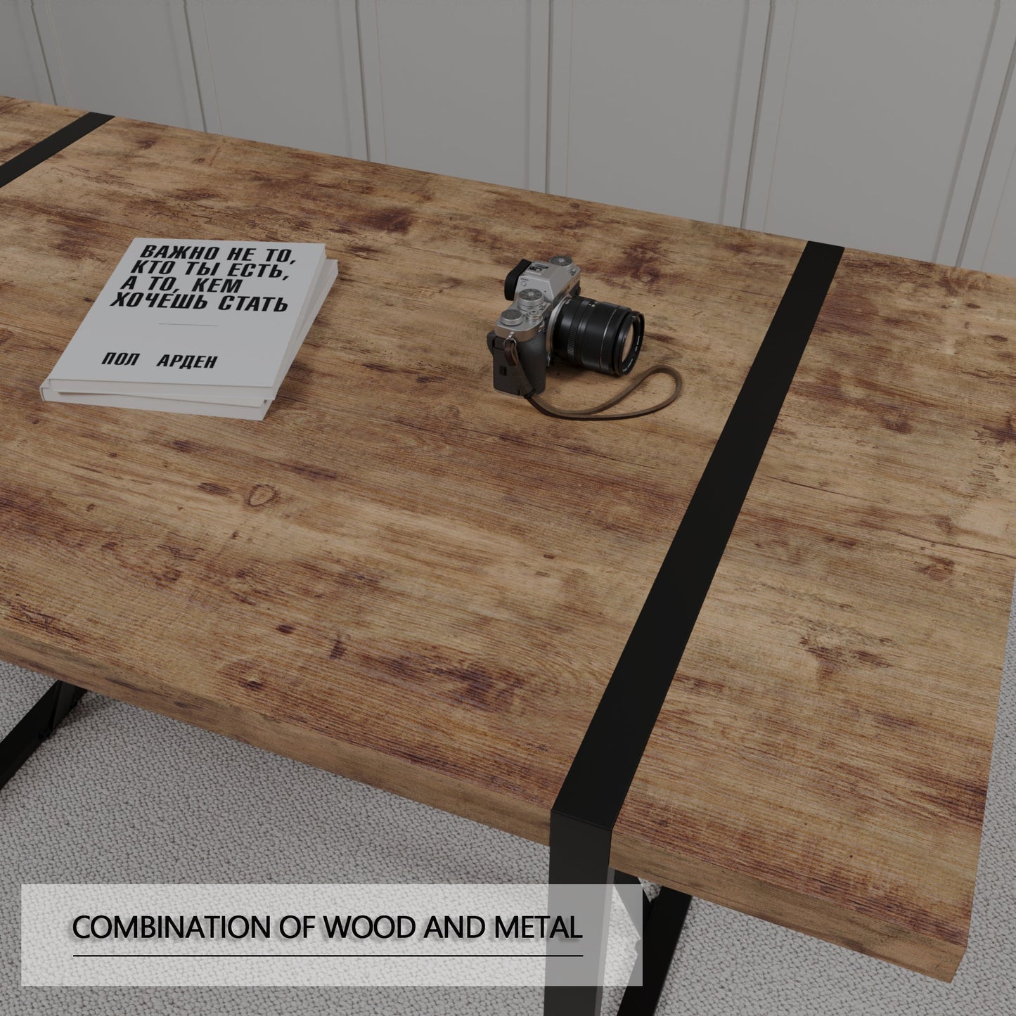 55" Modern Rural Industrial Dining Table