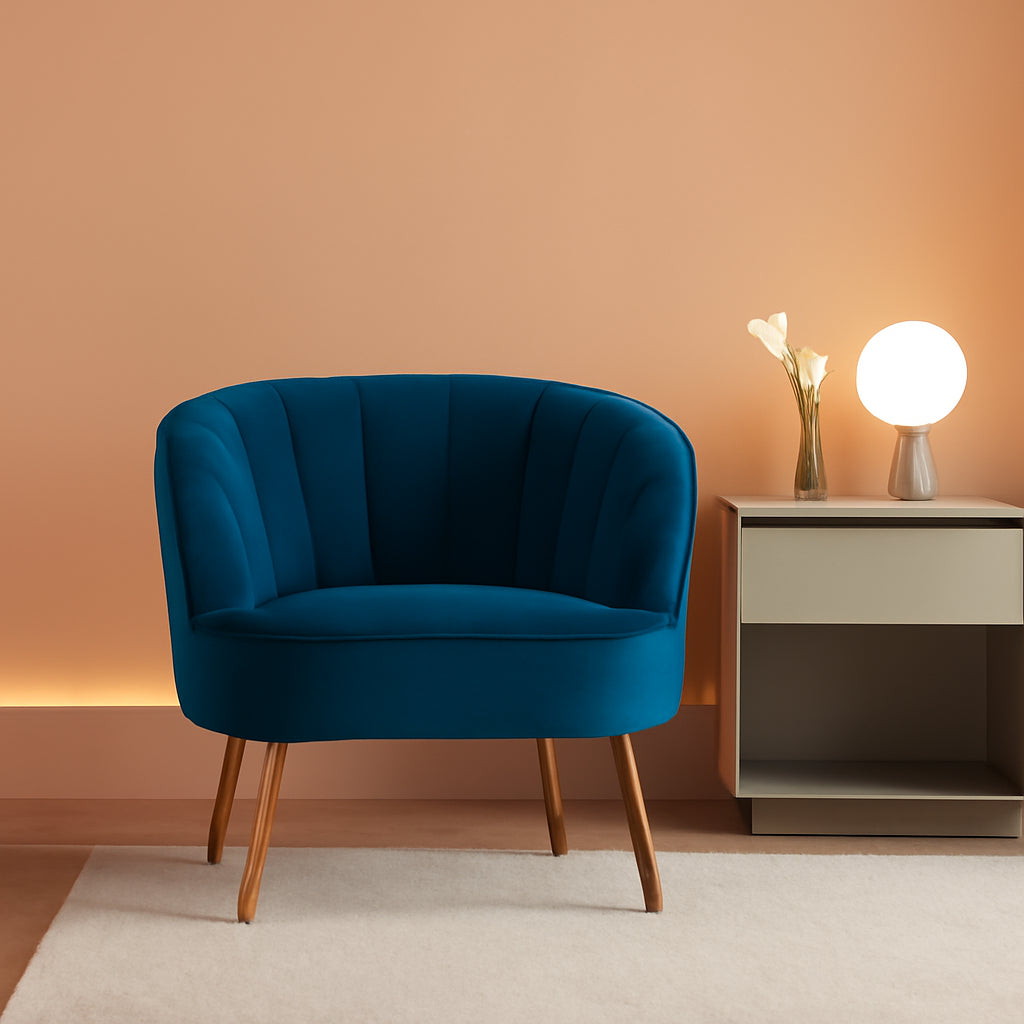 Teal Velvet Accent Chair With Golden Legs Ultra Plush