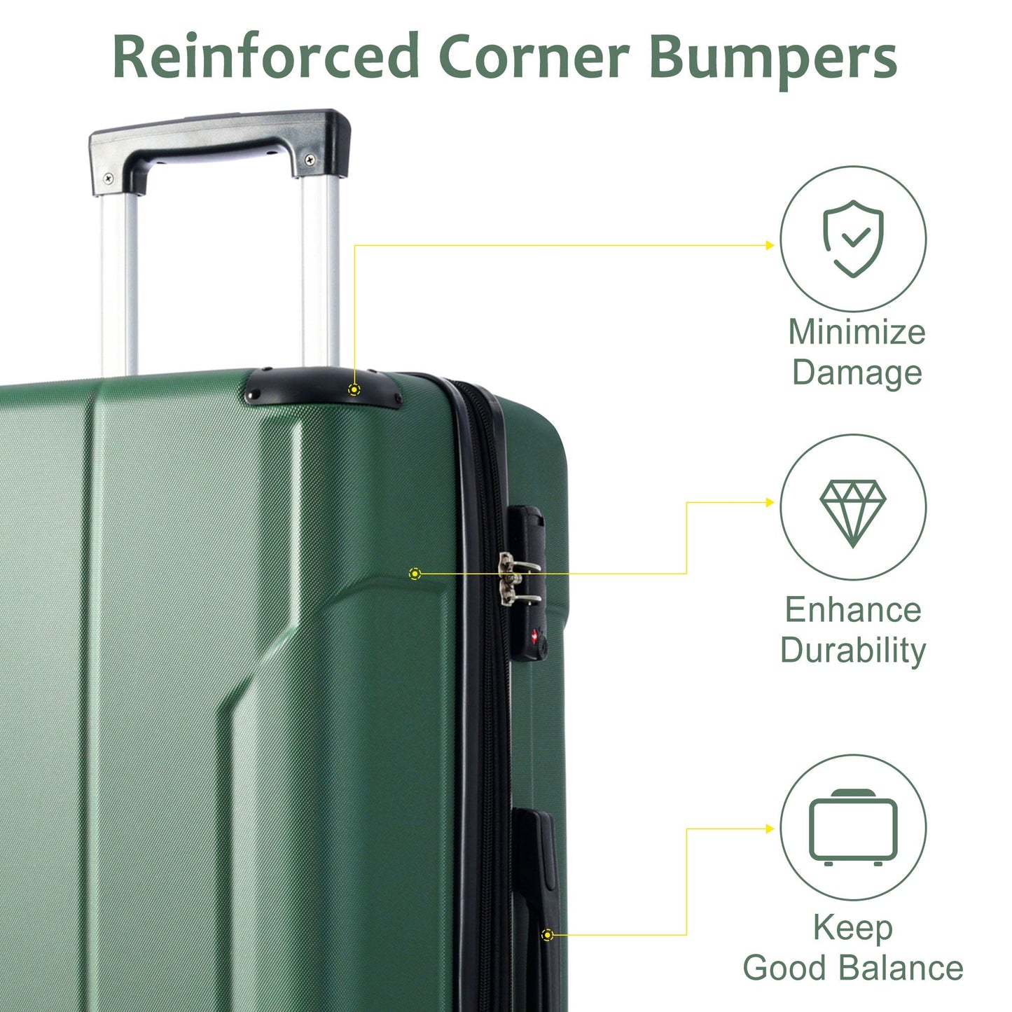 Expandable 24-Inch Hardshell Luggage in Green