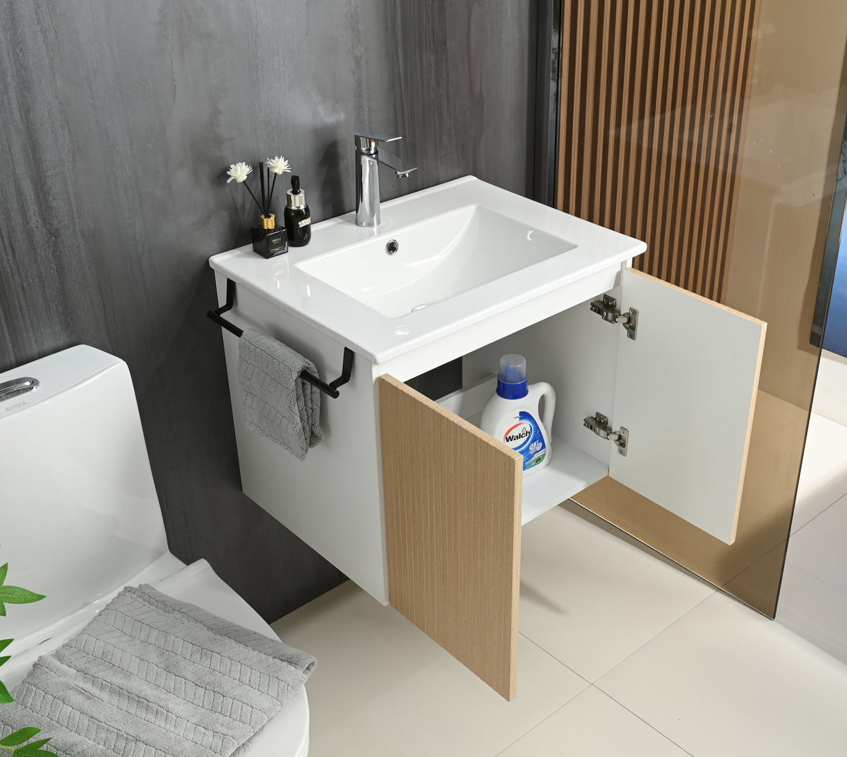 Goodyo 24" Wall-Mount Bathroom Sink Vanity Floating Storage Cabinet
