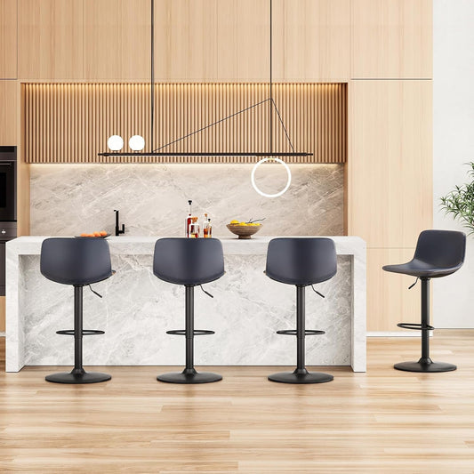 Adjustable Bar Stools Set Of 2 With Swivel Back Support