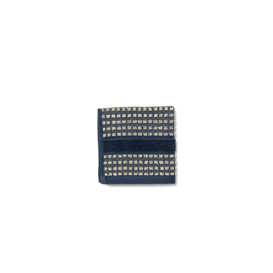 JUNA Check Washcloth, Dark Blue