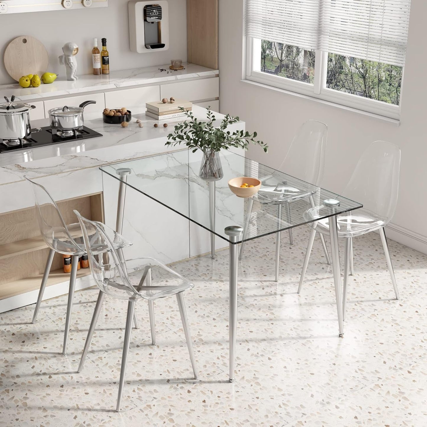 Glass Dining Table For 4 51 Inch Clear Top For Home