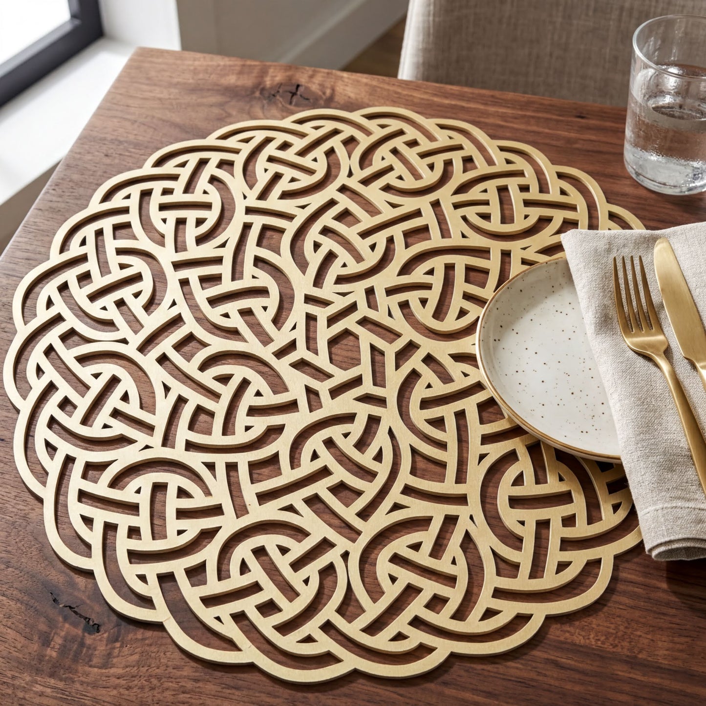 Gold Wooden Trivet – Heat Resistant MDF Wood Carved Placemats for Dining Table
