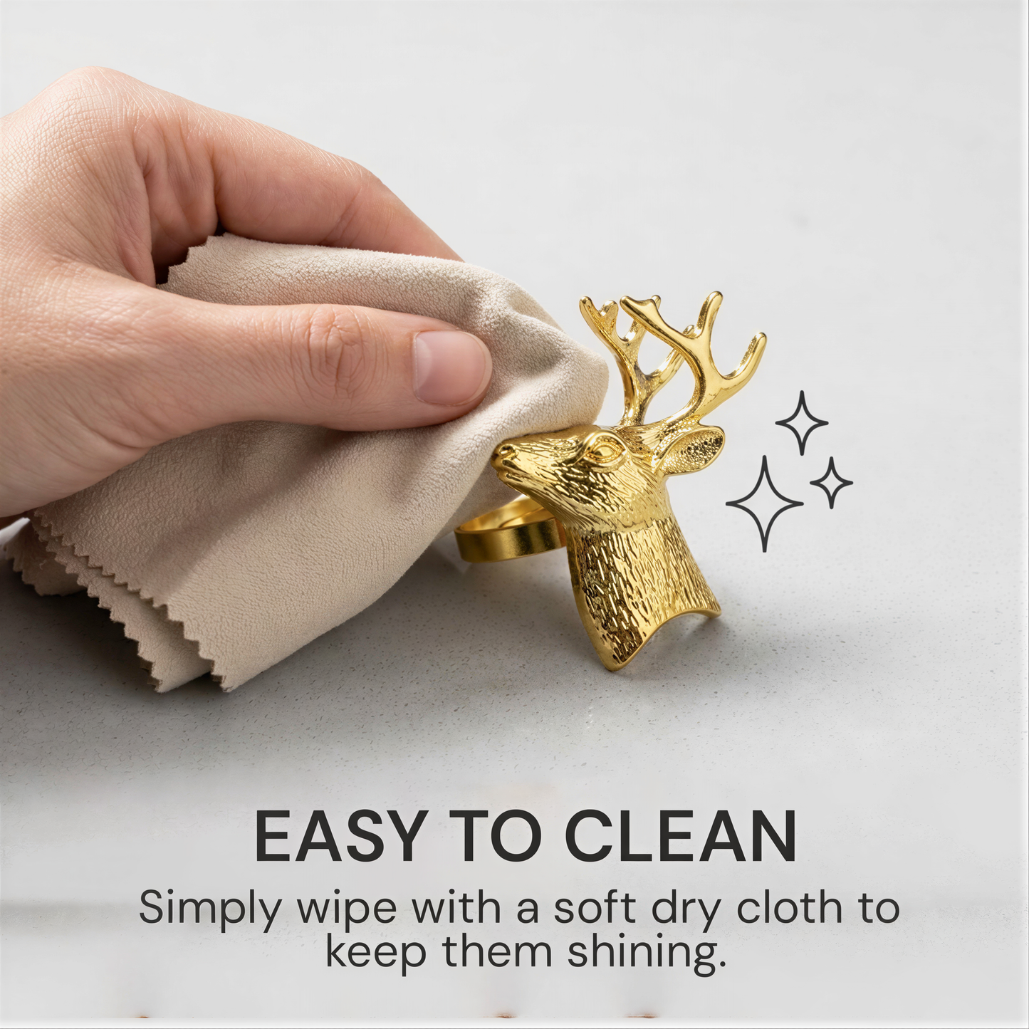 Gold Reindeer Napkin Rings – Festive Napkin Holders | Rust Resistant Table Decor Accessories