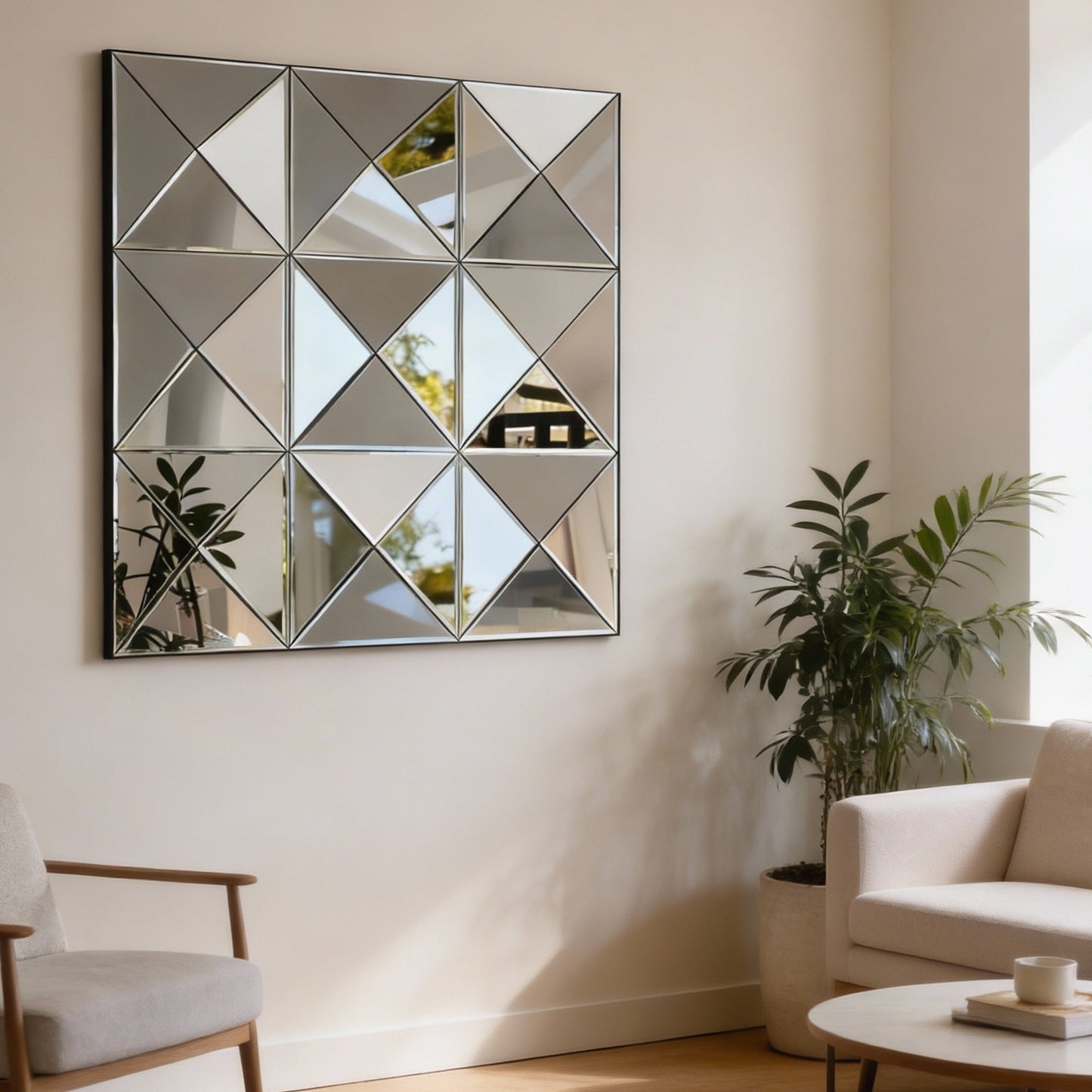 3D Mirror Wall Decor - Beveled Glass Large Square Wall Mirror