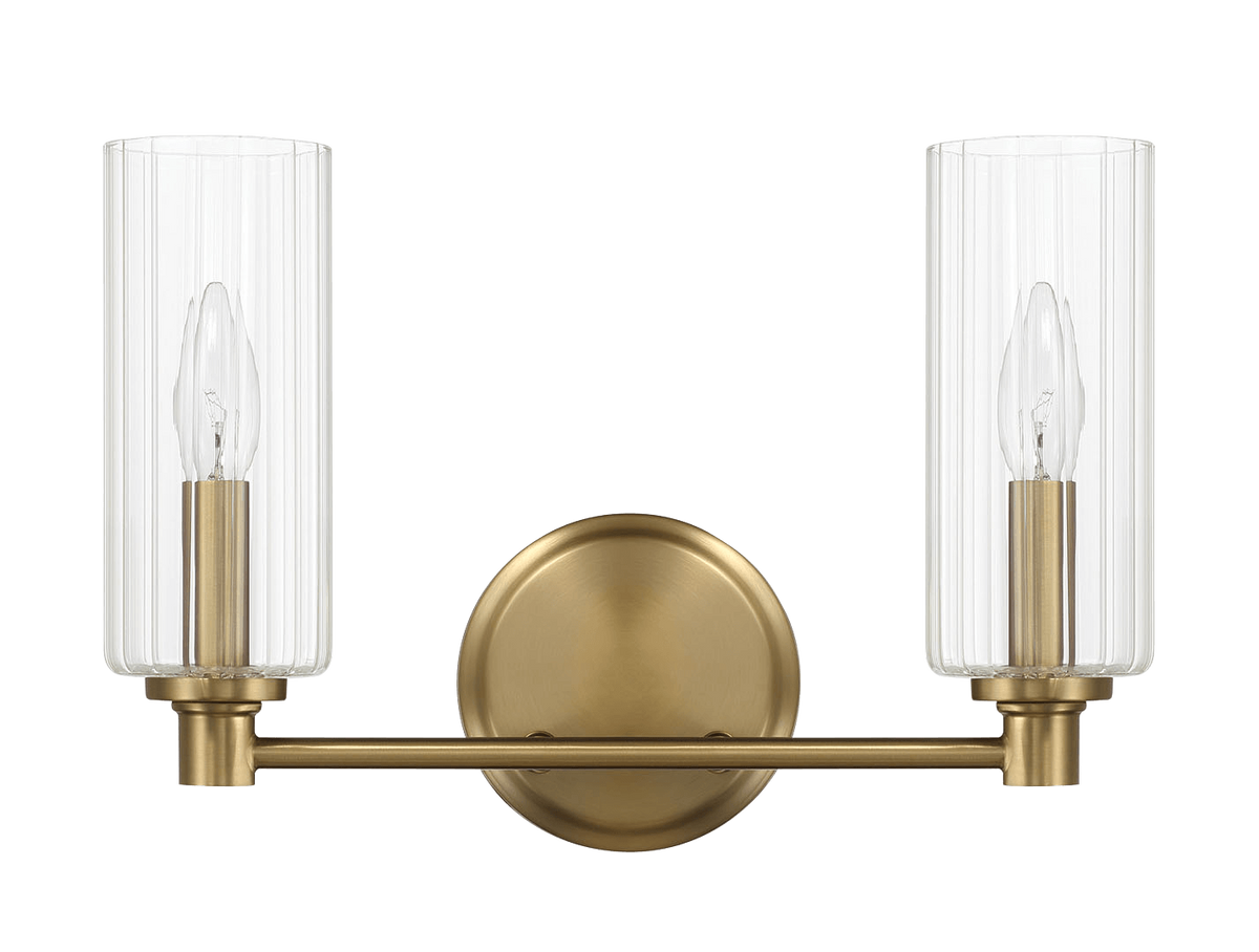 Regal Double Light Vanity With Clear Ribbed Glass - Satin