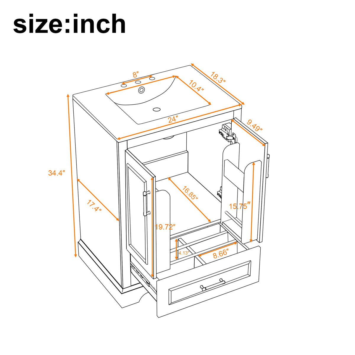 24" Bathroom Vanity with Sink
