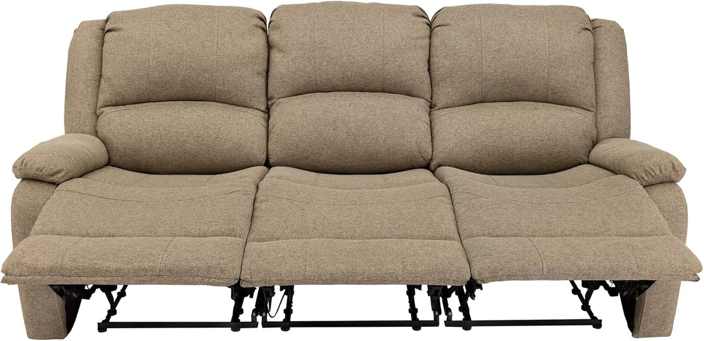 Charles 80In Triple Recliner RV Sofa Oatmeal Zero Wall