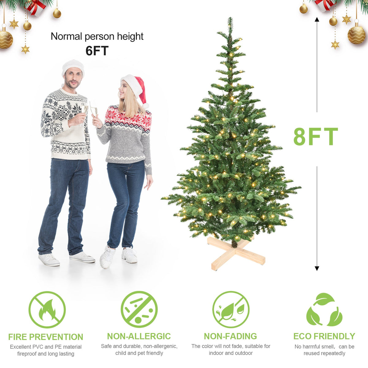 7ft Pre-Lit Christmas Tree with 400 Warm White LED Lights