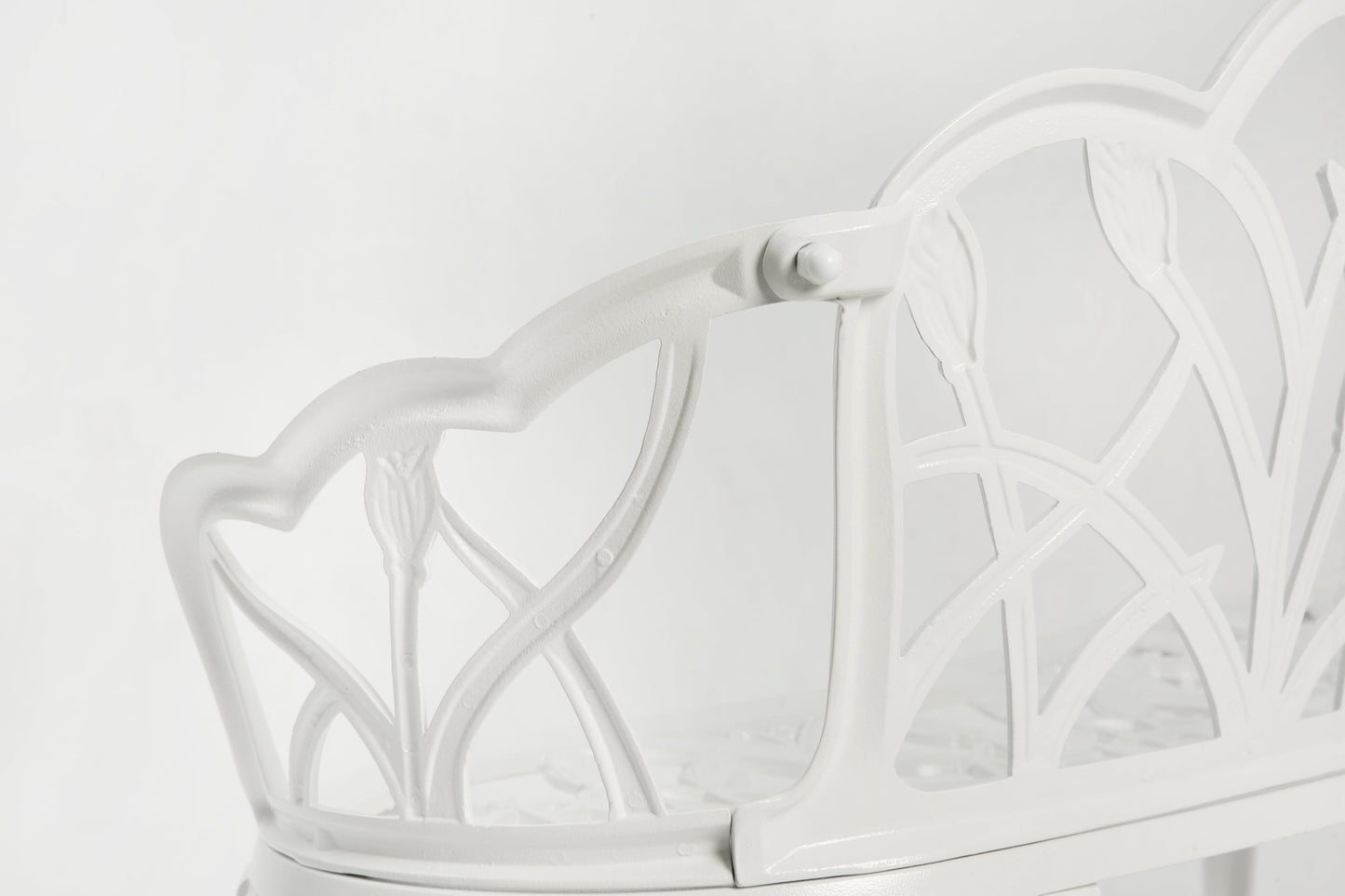 Tulip Patio Garden Bench - Cast Aluminum with Floral Backrest