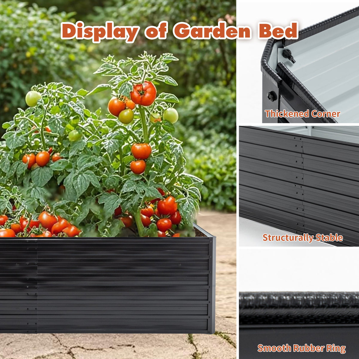 6x3x2 FT Metal Raised Garden Bed Outdoor Gardening
