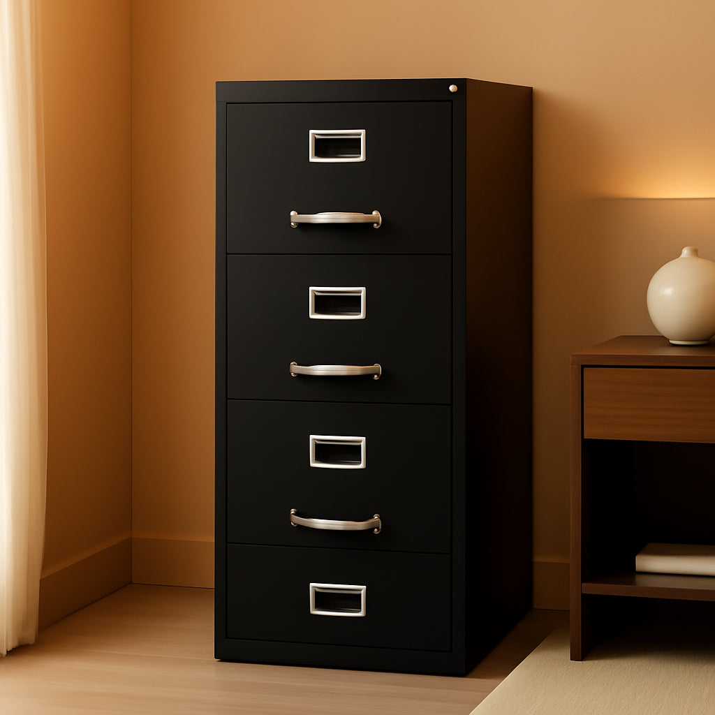 4 Drawer Vertical File Cabinet With Lock 22 Deep Black