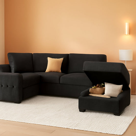 Dark Grey Sectional Sleeper Sofa With Pull Out Bed