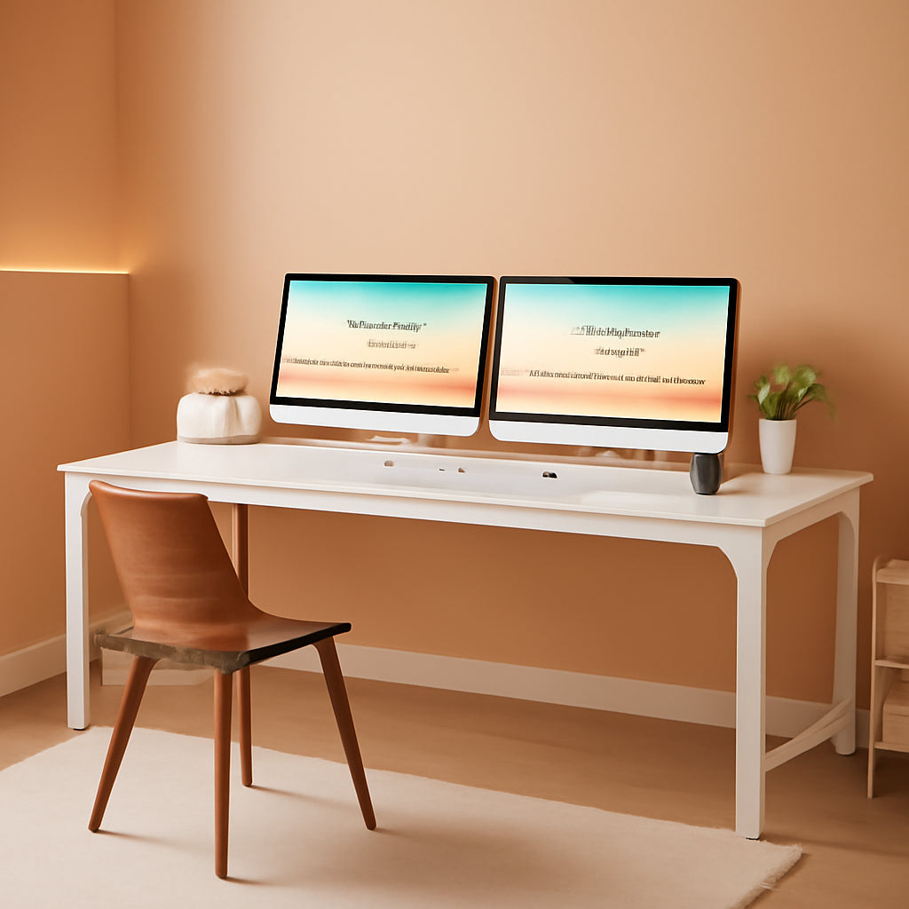 63 Inch White Executive Office Desk 31.5 Inch Wide