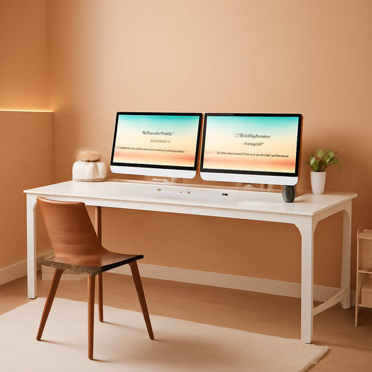 63 Inch White Executive Office Desk 31.5 Inch Wide