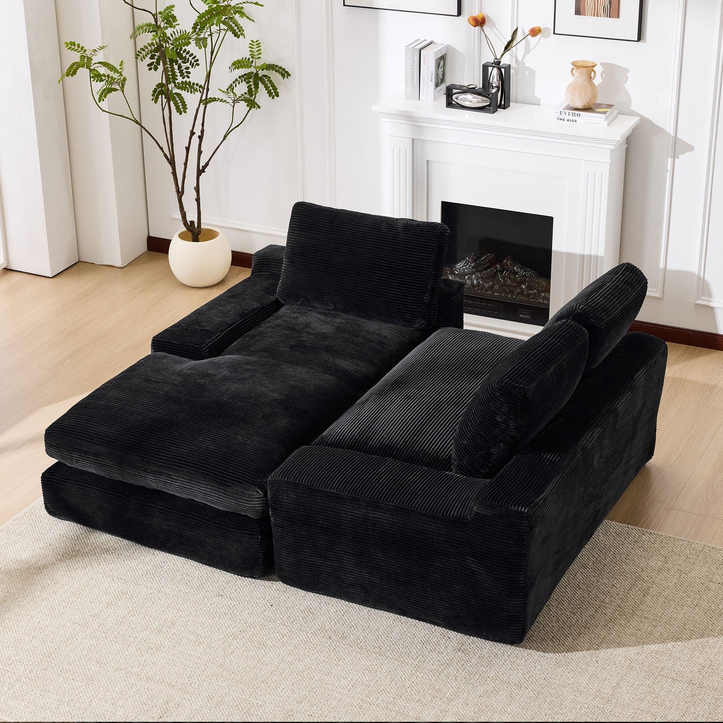 99*69' Modular Sectional Living Room Sofa Set, Modern Minimalist Style Couch, Upholstered Sleeper Sofa for Living Room, Bedroom, 2 PC Free Combination, Installation-free Sofa, L-Shape, Black