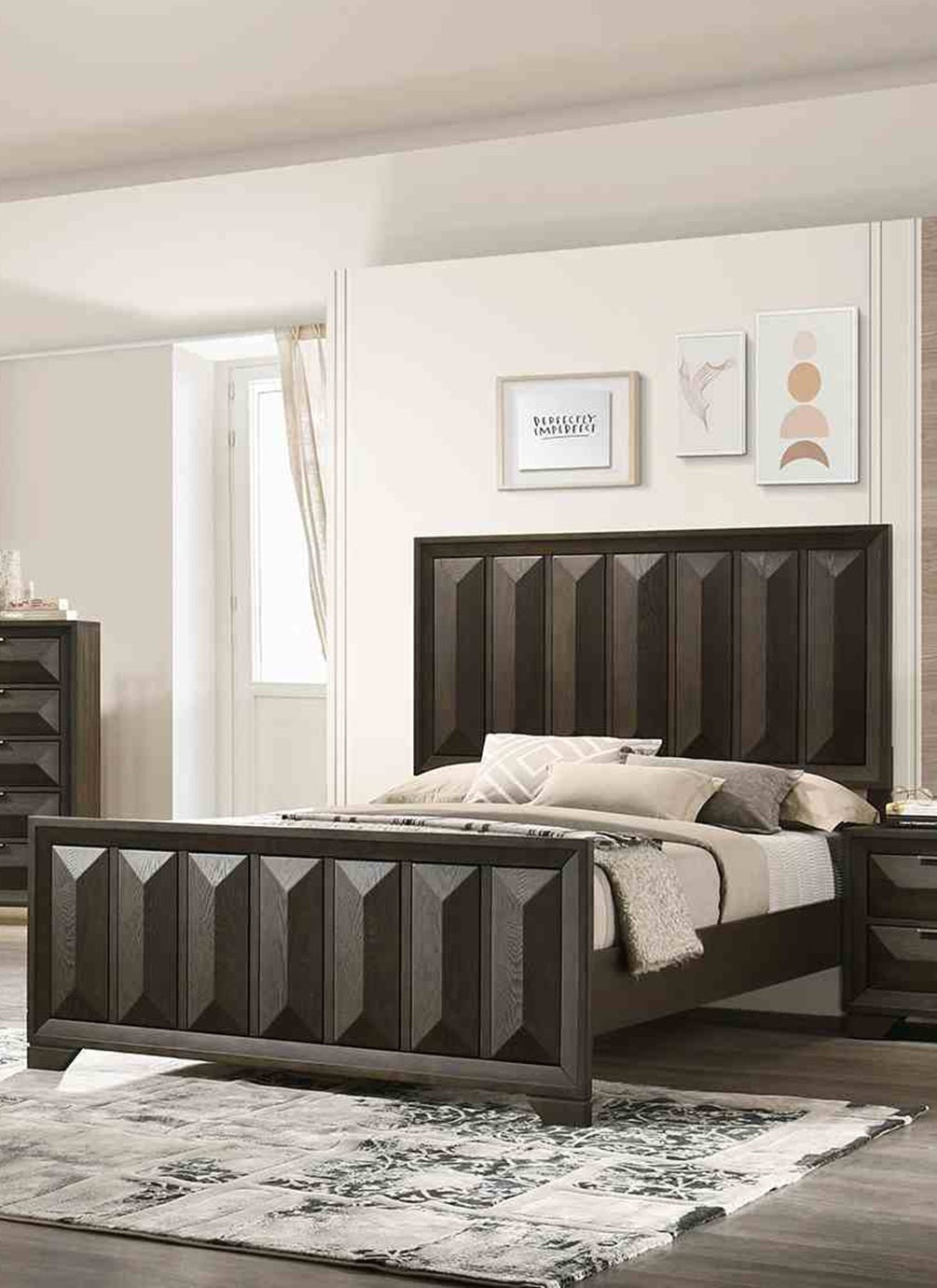 Espresso Queen Size Bed Panel Headboard