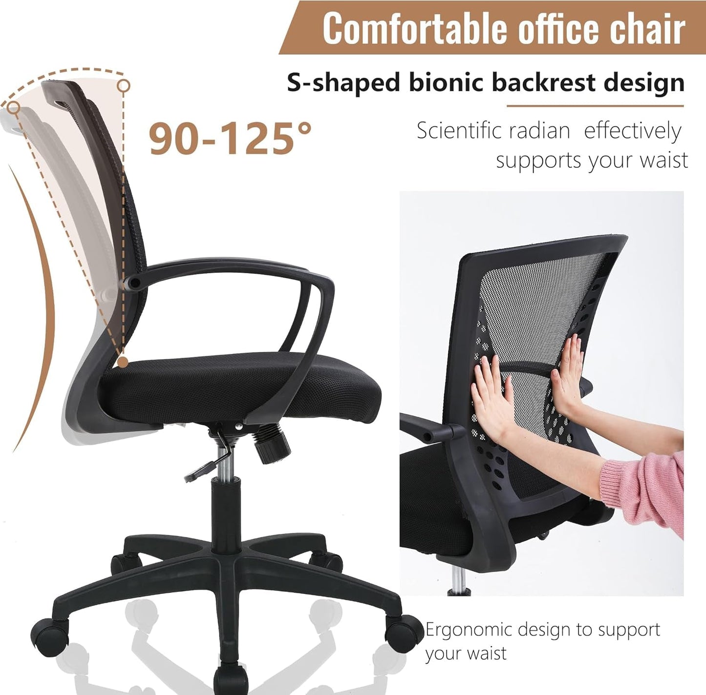 Ergonomic Mesh Office Chair With Adjustable Lumbar Black