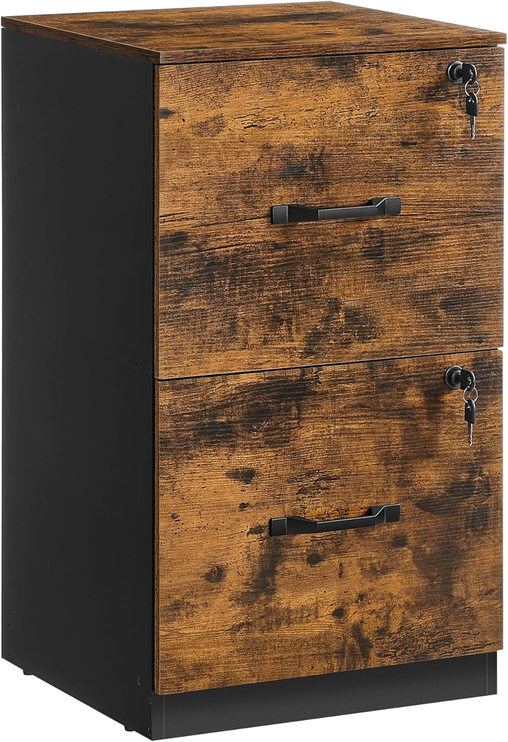 Two Drawer File Cabinet With Lock Printer Stand For A4 And Letter Size Files Rustic Brown And Black
