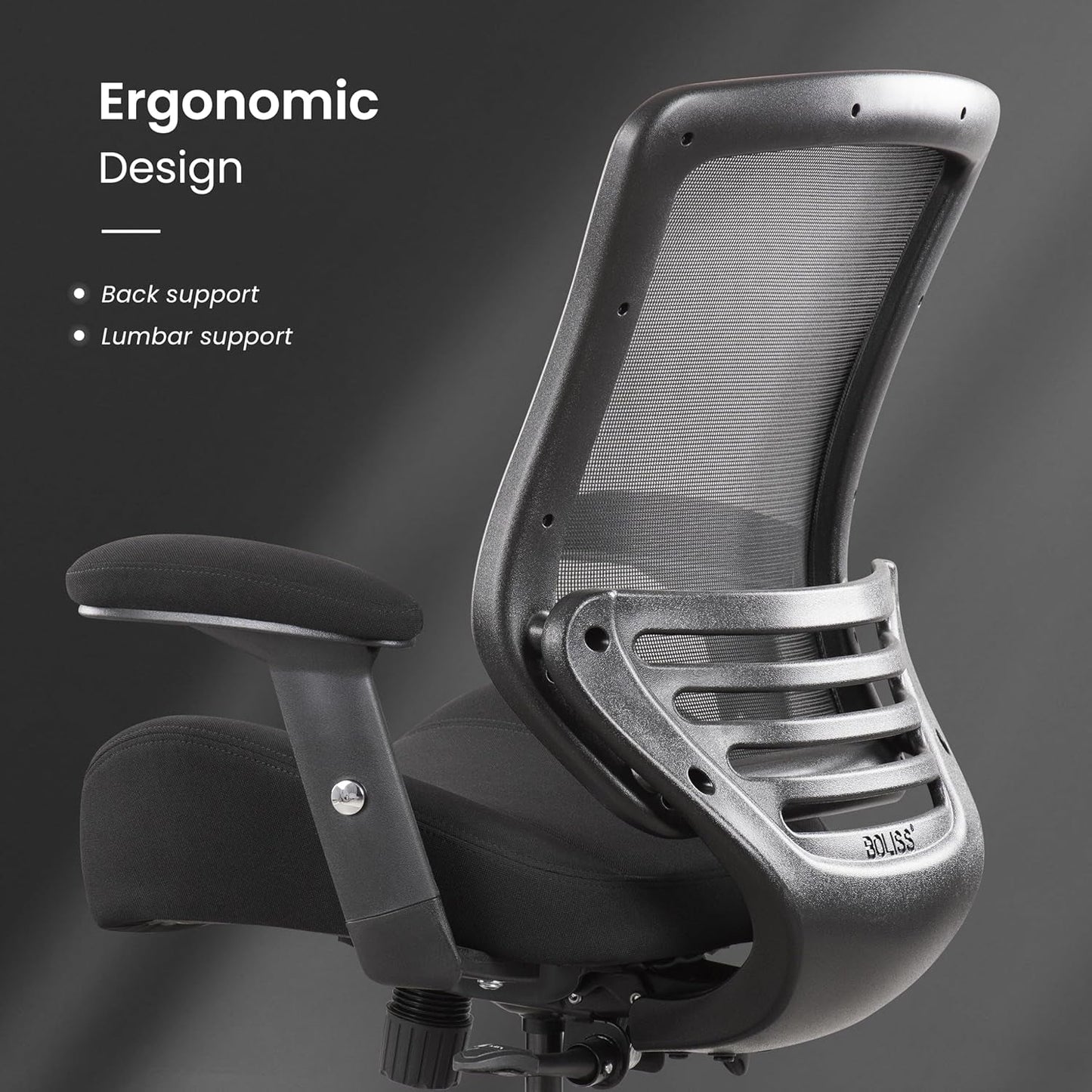 Black Mesh Ergonomic Drafting Chair With Height Adjustable Armrests
