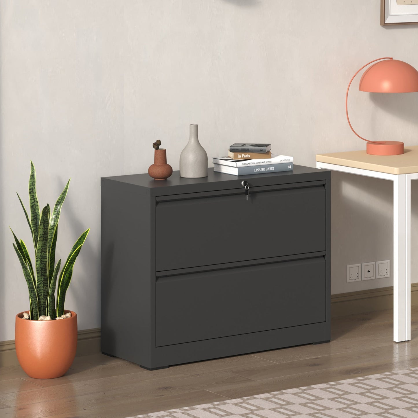 2 Drawer Lateral File Cabinet with Lock
