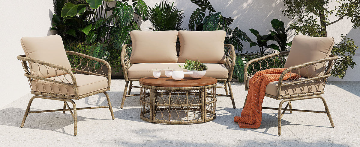 Bohemia-Inspired 4-Person Outdoor Seating Group