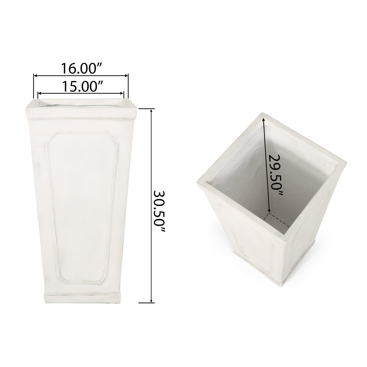 16'' x 30.5'' Outdoor MGO Planter with Antique White Finish
