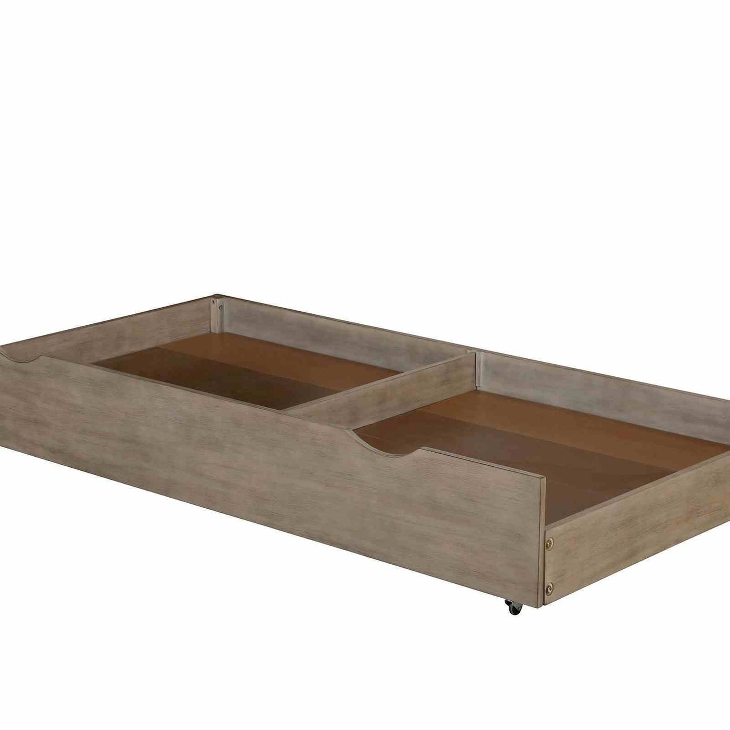 Transitional Twin Size Bed w Trundle 2x Nightstands Warm Gray Bedroom Furniture Wood Grain Texture 3pc Set