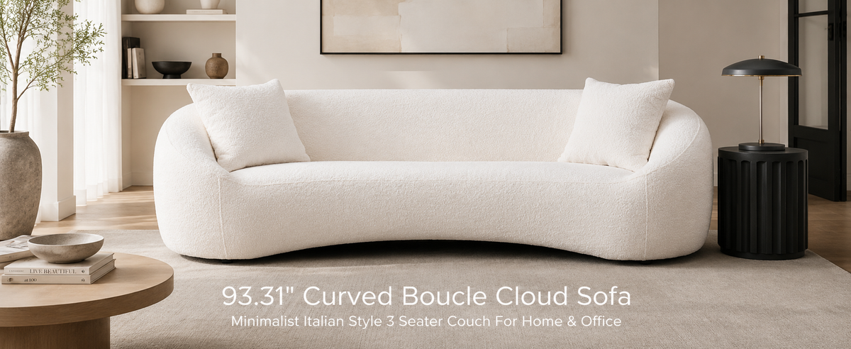 93.31" Minimalist Curved Sofa, 3 Seater