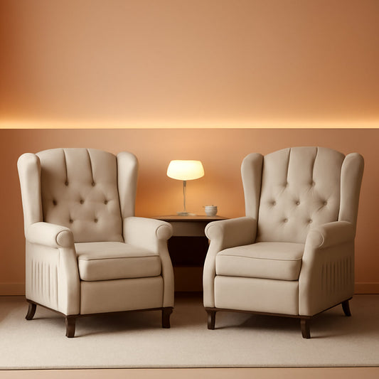Wingback Recliner Chair With Massage And Heat Tufted Fabric