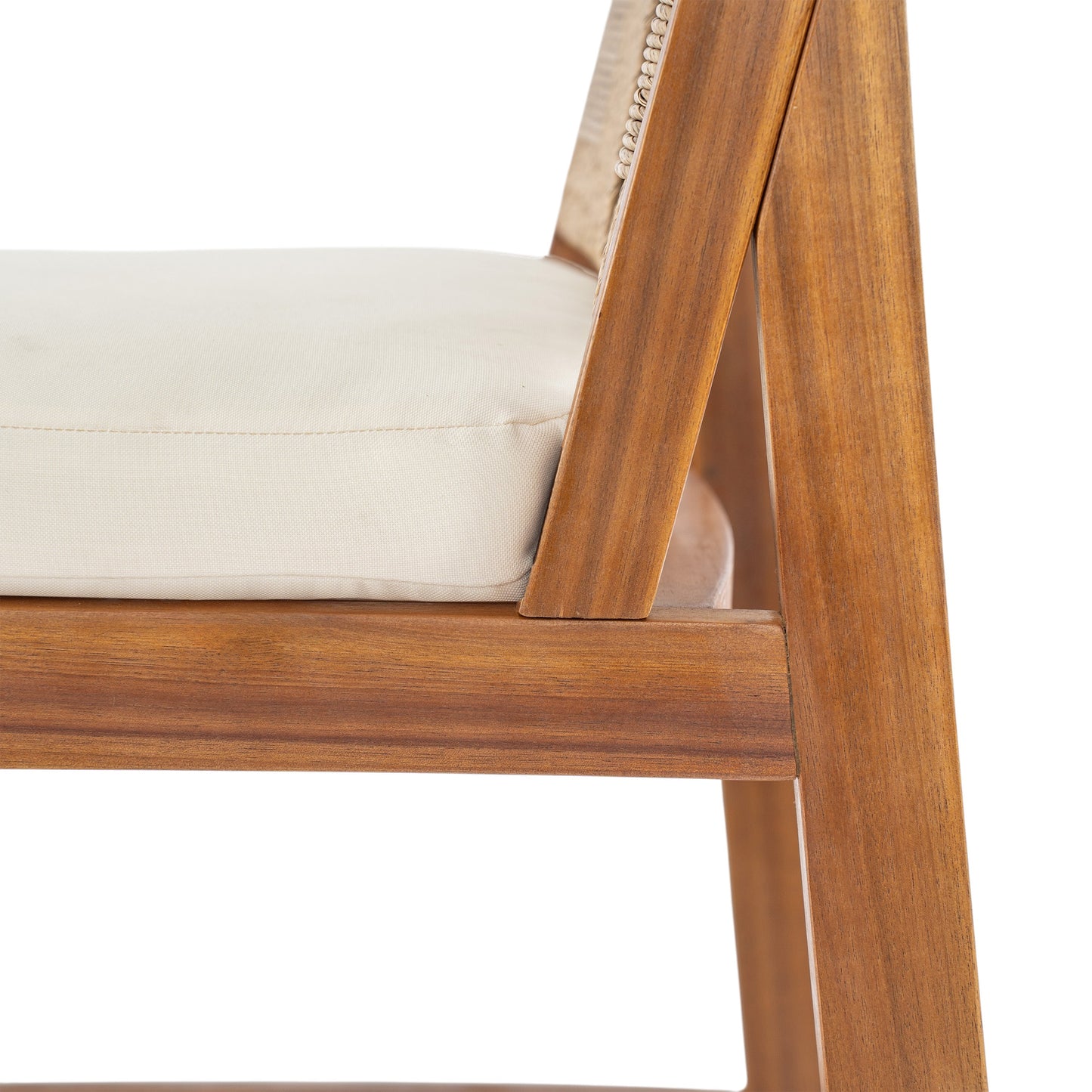 4 Pieces Natural Outdoor Bar Stool Solid Acacia Wood and Woven Wicker