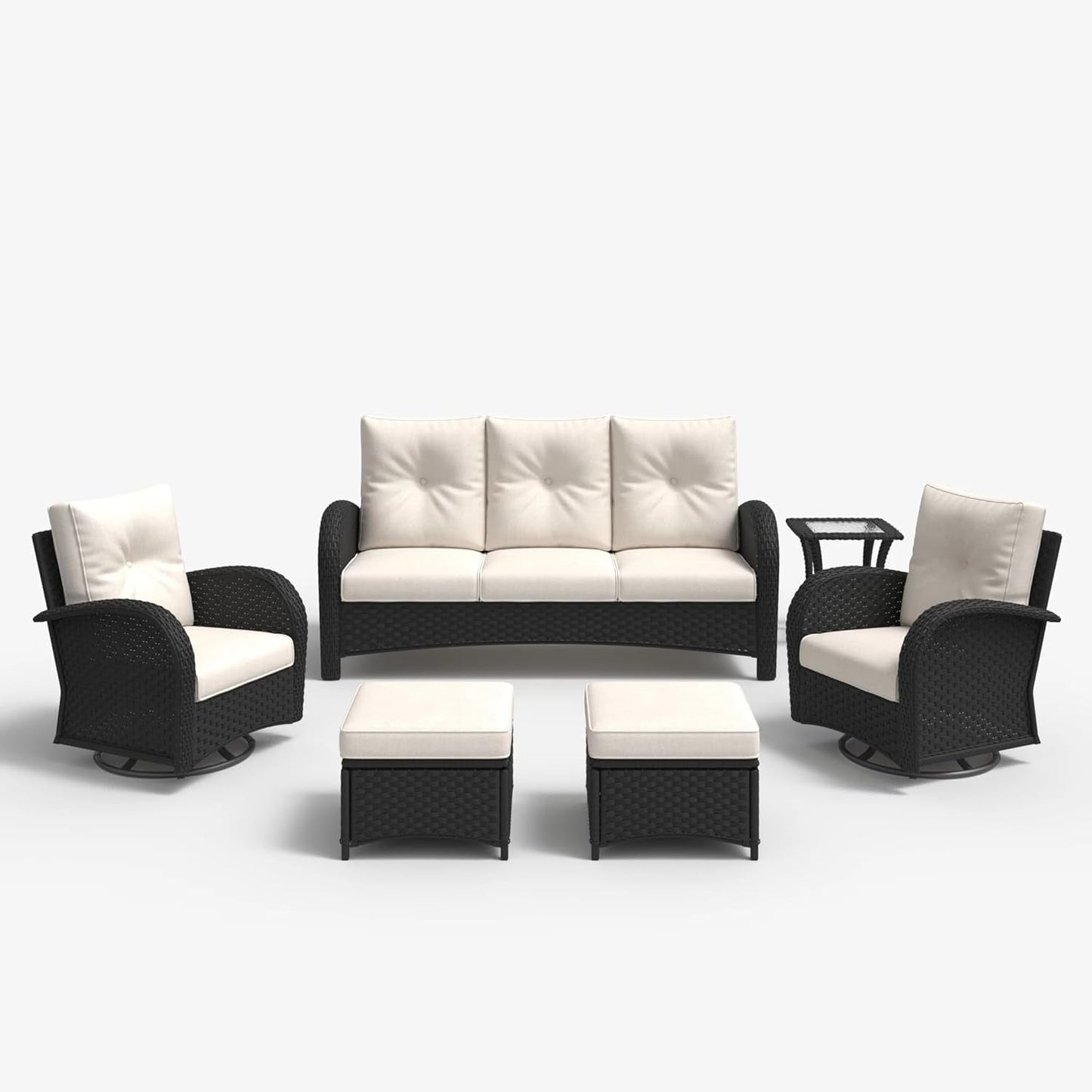 6 Piece Outdoor Patio Furniture Set Sectional Swivel Rocker Chairs