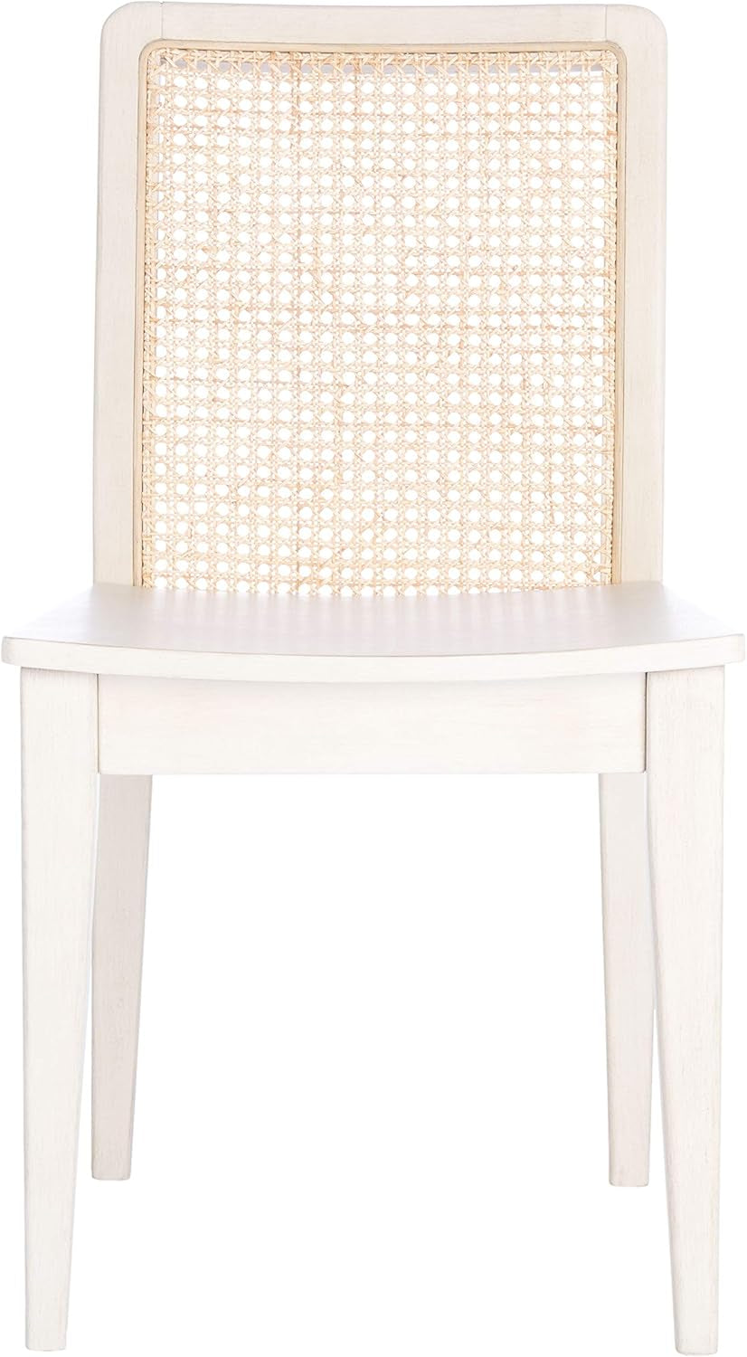 Coastal White And Natural Rattan Dining Chair Set Of 2