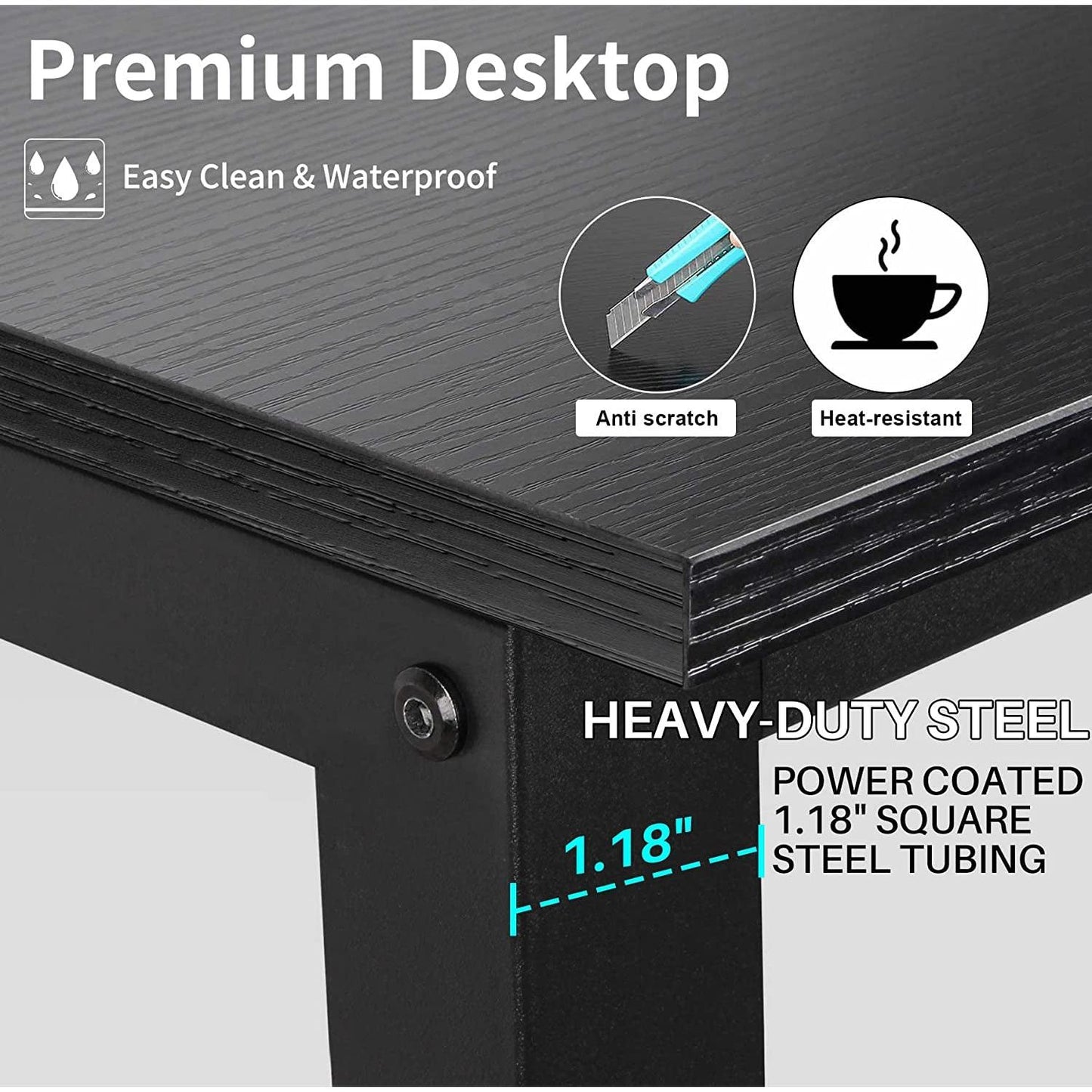 Black Computer Desk With Hutch And Bookshelf Extra Large Desktop