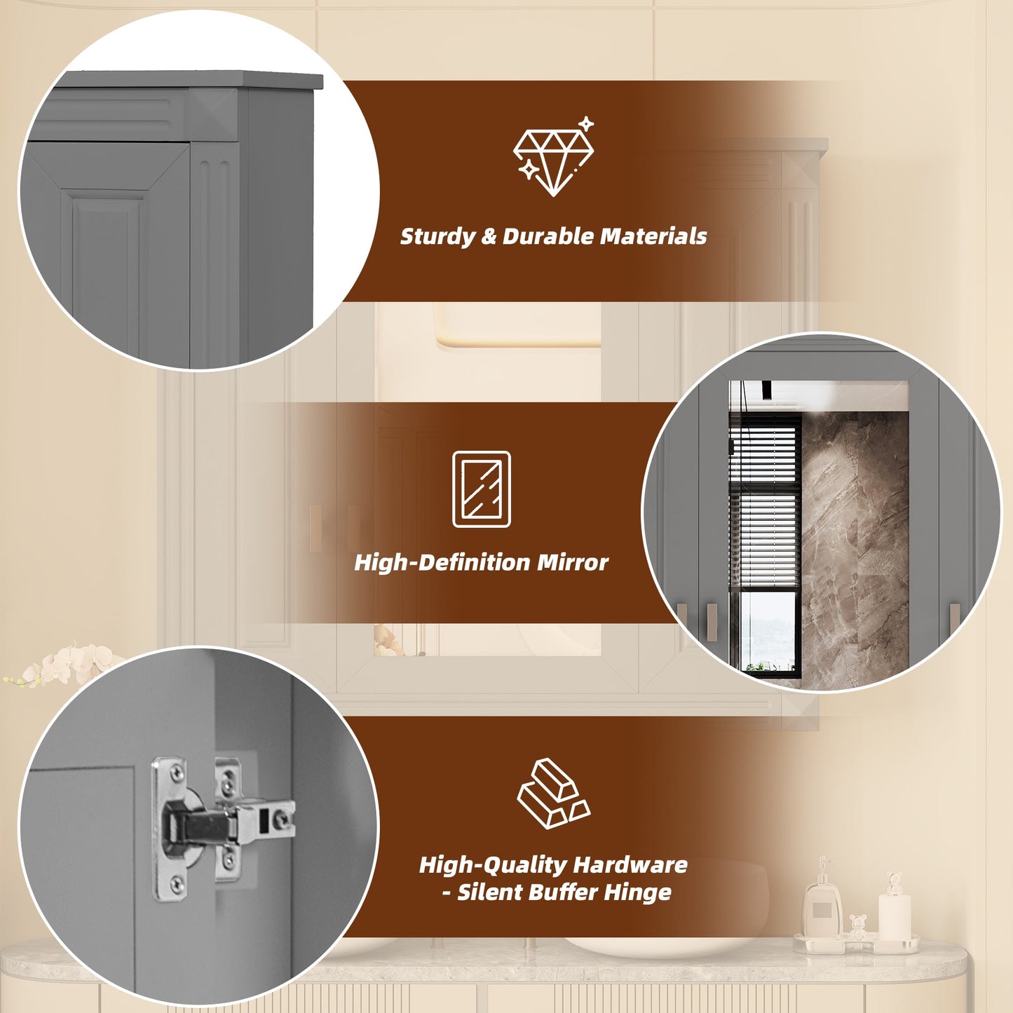 Bathroom Wall Cabinet with Mirror