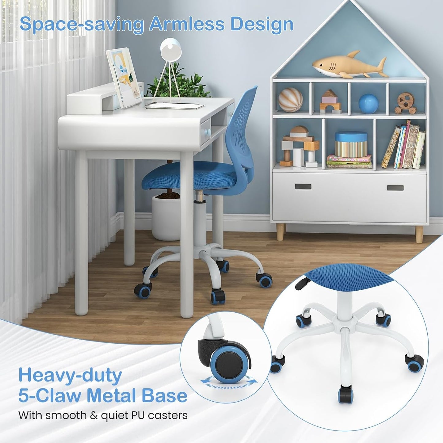 Height Adjustable Kids Desk Chair With Lumbar Support