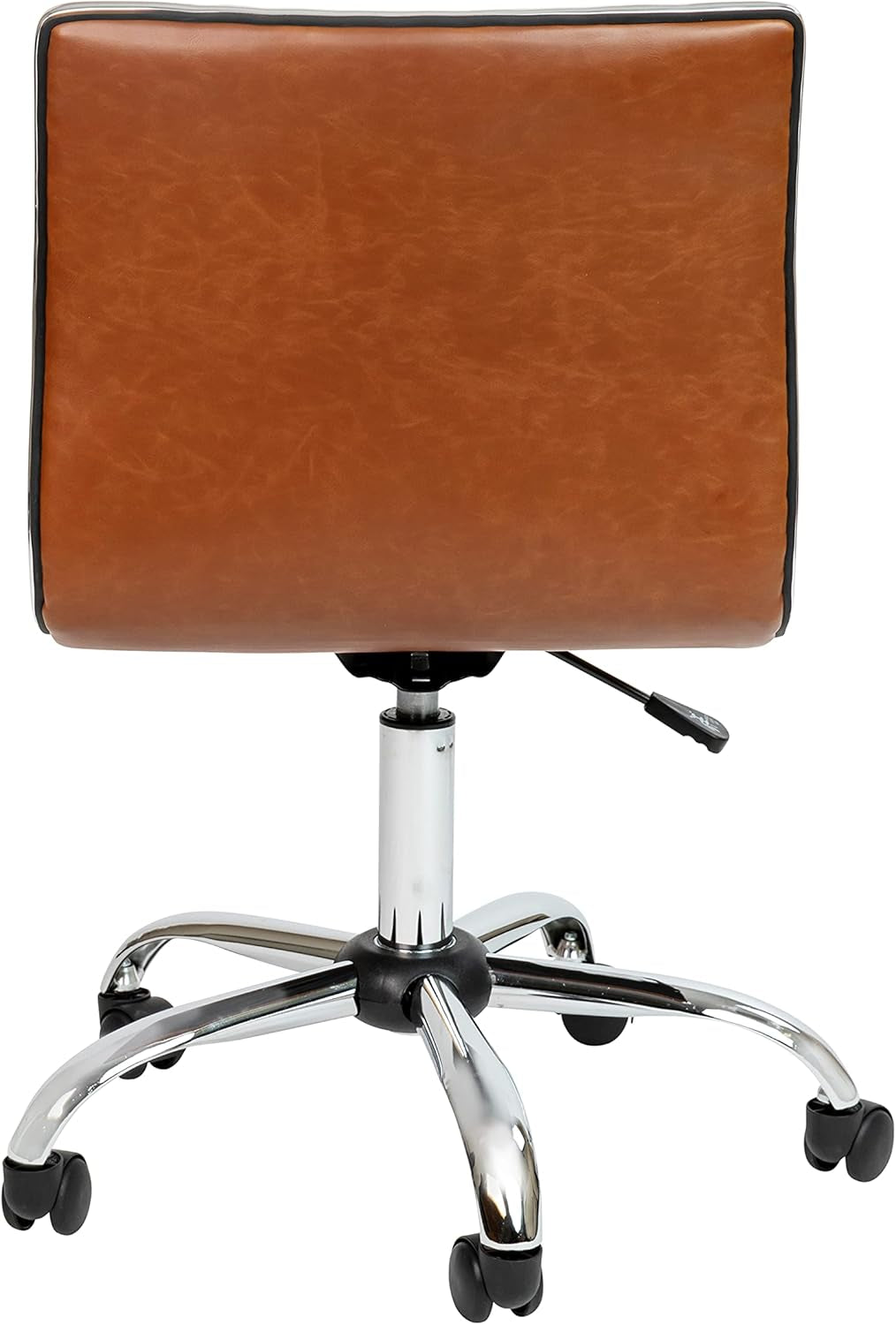 Brown Vinyl Office Task Chair With Chrome Frame Modern