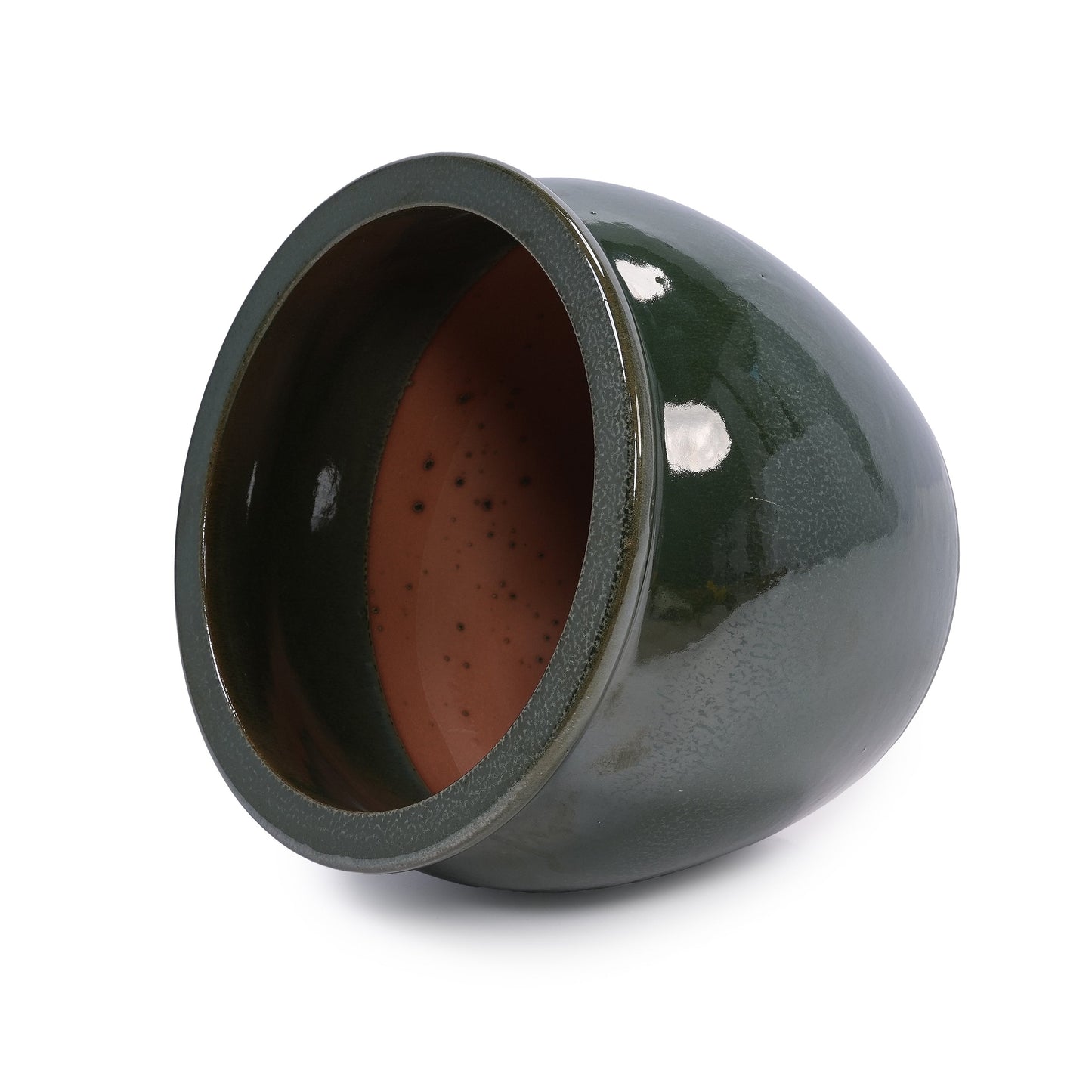3 Pieces Ceramic Flowerpot, Modern Planter for Patio, Garden or Windowsills - Antique Blue Green