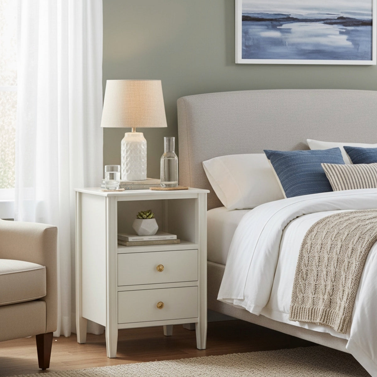 Winston 2-Drawer Storage Nightstand - Antique