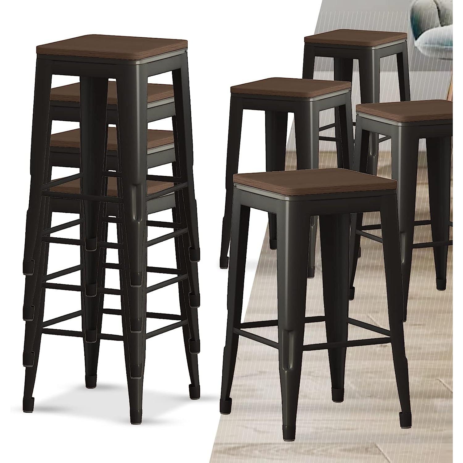 Square Metal Bar Stool Set Of 2 Stackable 330 Lb. Capacity, featuring a durable and stylish design for indoor or outdoor use.