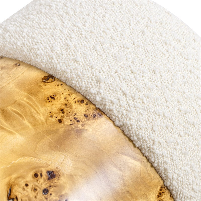 Nebula Round Burl Wood Upholstered Ottoman