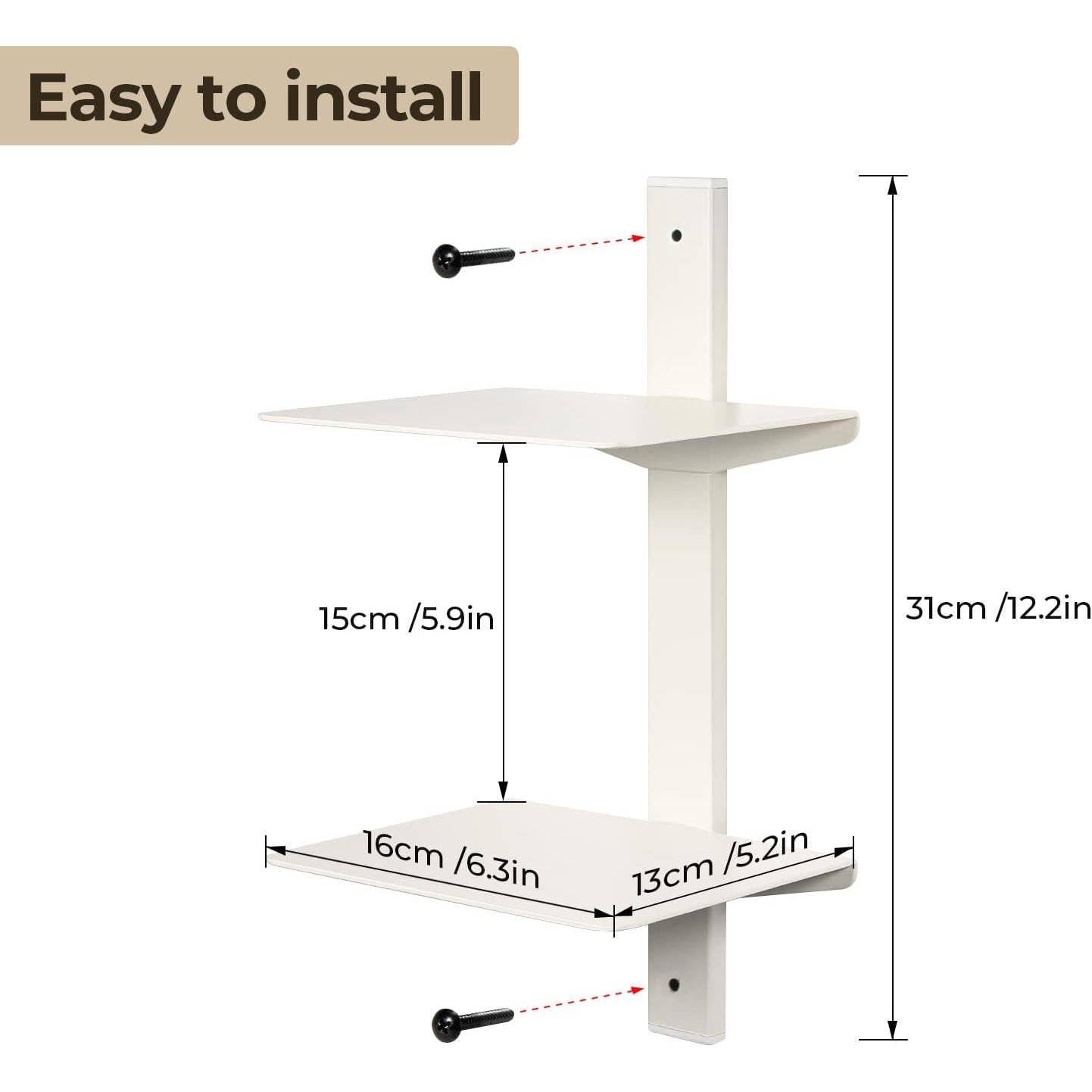 Invisible Floating Bookshelf Wall Mounted 8 Tier White