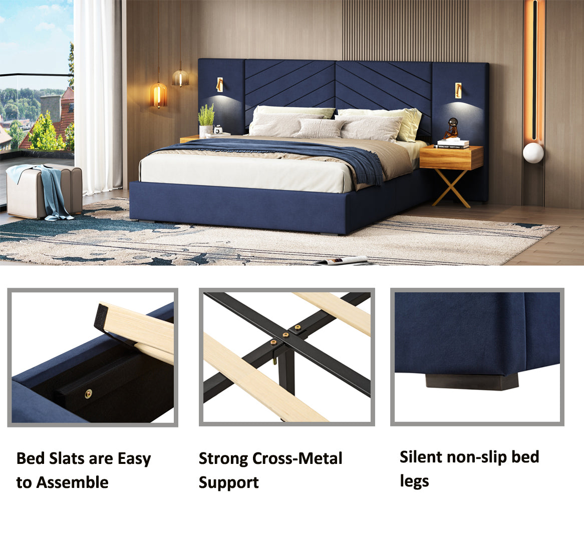 Queen Size Velvet Bed Frame