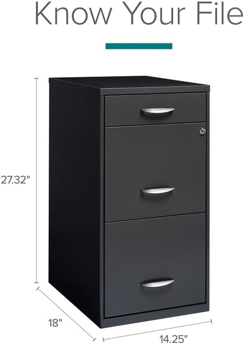 3 Drawer Charcoal Vertical Filing Cabinet For Letter Size Files Metal Construction Preassembled