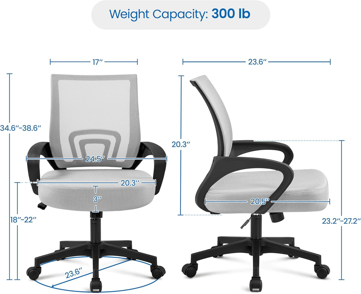 Ergonomic Mesh Office Chair With Lumbar Support Grey