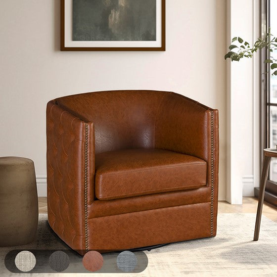 Tufted Barrel Swivel Chair