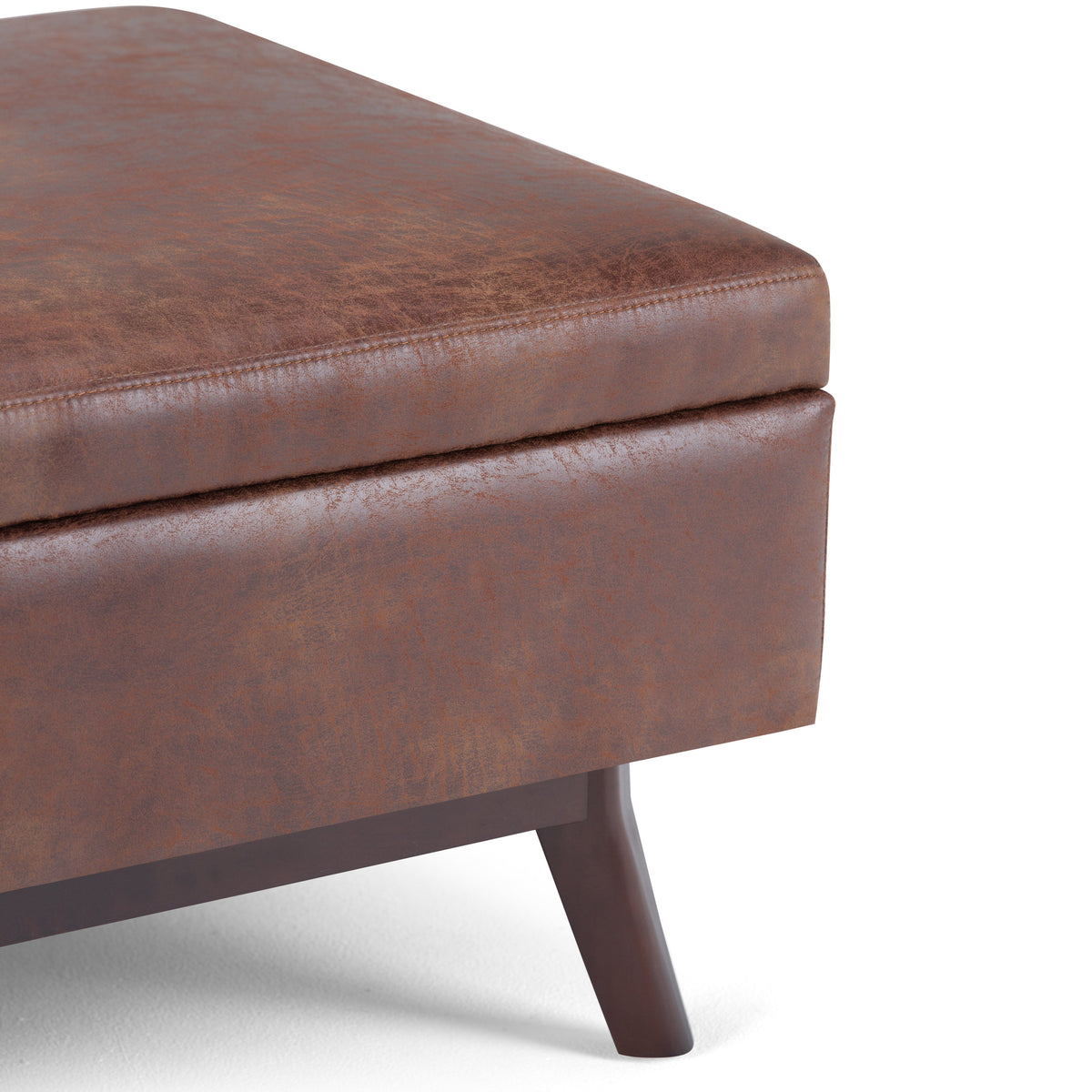 Owen 34 Inch Wide Coffee Table Storage Ottoman in Distressed Saddle