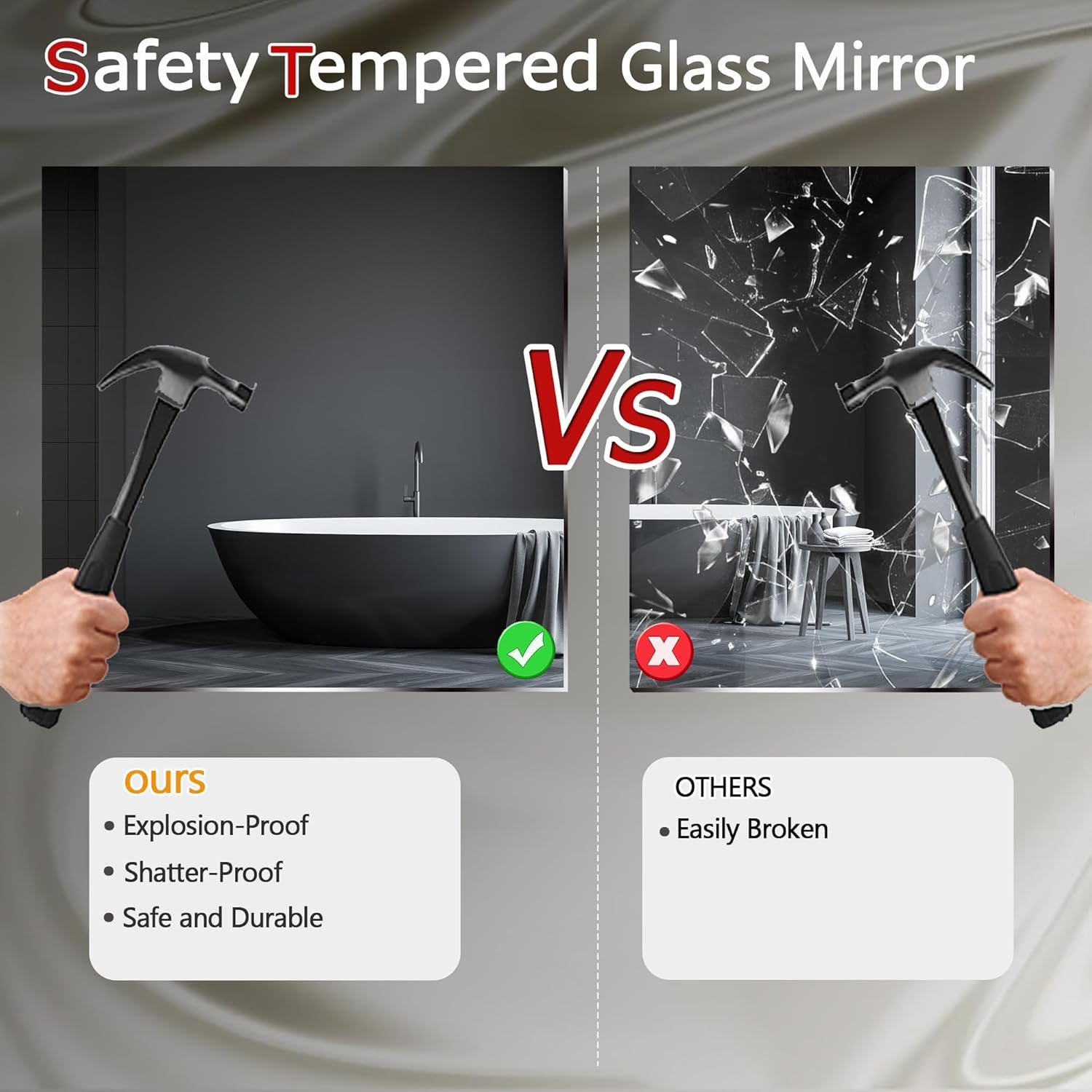 Safety Tempered Glass Mirror comparison of durable vs easily broken options